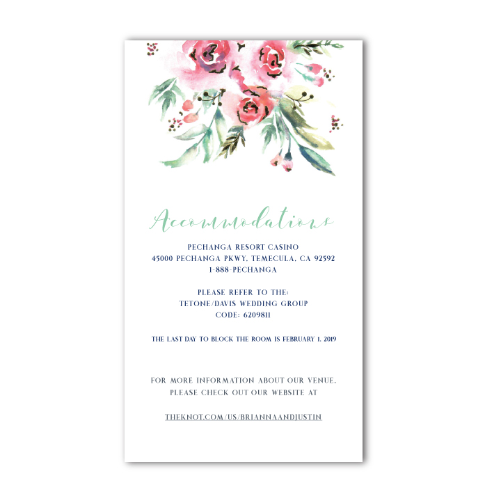 Accommodation Card for Wedding Invitation